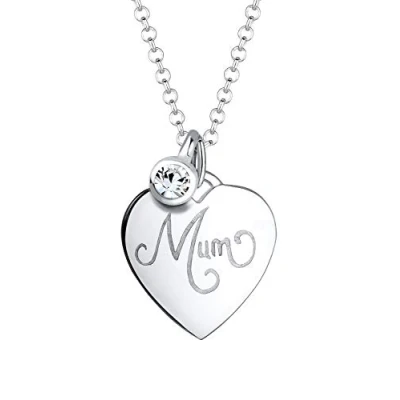 Abbildung von Elli Halskette Damen Mum Schriftzug Mutter Herz mit Kristall in 925 Sterling Silber