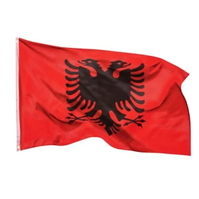Abbildung von PHENO FLAGS Flagge Albanien 90 x 150 cm Albanische Fahne (Hissflagge für Fahnenmast), Inkl. 2 Messing Ösen
