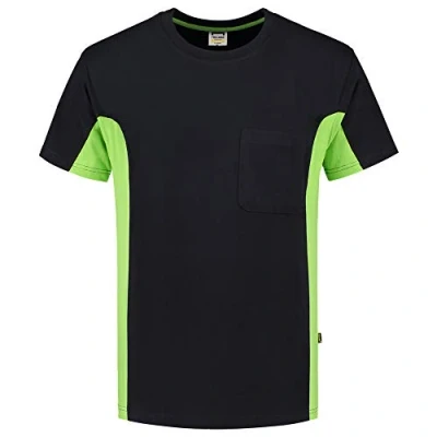 Abbildung von Tricorp 102002 Workwear Bicolor Brusttasche T Shirt, 100% Gekämmte Baumwolle, 190g/m², Schwarz Limette, Größe 7XL