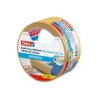 Abbildung von tesa Doppelklebeband Doppelseitiges Klebeband UNIVERSAL für Verpackungen, Deko und Teppiche oder zum Basteln 25 m x 50 mm