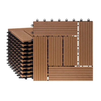 Abbildung von ventanara WPC Fliesen Holz Kunststoff 11 Stück Braun 30 x cm Mosaik, Klick System