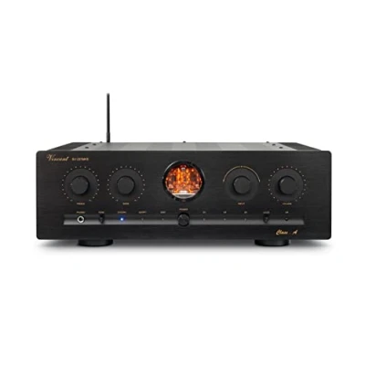 Abbildung von Vincent SV 237 MKII High End HiFi Hybridverstärker, Warmer dynamischer Röhren Sound, mit Bluetooth Streaming und LED Beleuchtung, 4 schraubbare Lautsprecher Anschlüsse, schwarz