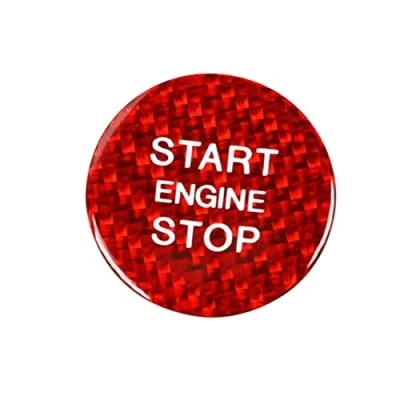 Abbildung von Kohlefaser Motor Start Stop Switch Aufkleber Trim Abdeckung Zündknopf Kappe Dekor Kompatibel mit Audi A4 A5 A6 Q3 Q5 A7 Q7 DS01 (Rot)