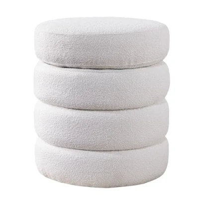 Abbildung von riess ambiente Sitzhocker VOGUE Ø50cm creme weiß (Einzelartikel, 1 St), Wohnzimmer · Bouclé rund mit Stauraum Scandinavian Design