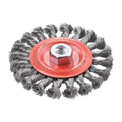 Abbildung von kwb Scheiben Bürste für Winkelschleifer Ø 115 mm, gezopft, M14 Gewinde Aufnahme, aus gezopftem HSS Stahldraht, Metall und Stein, zum Reinigen, Entzundern, Aufrauen Entrosten