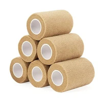 Abbildung von Haftbandage Verband Selbstklebender 7,5cm x 4,5m, 6 Rollen Fixierbinde Selbsthaftend Kohäsive Bandage für Erste Hilfe Dog Tierarztwickelband Sport Elastische Binde Handgelenk, Füße (Hautfarbe)