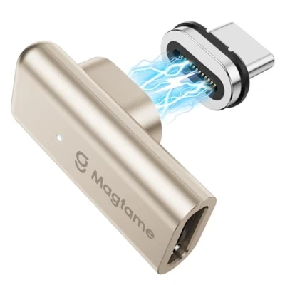 Abbildung von Magtame 240W USB C Magnet Adapter, Magnetisch Typ 40Gbps Datenübertragung, 90 Grad 24 Pins mit PD Schnellladung, 4K Video für Thunderbolt 4/3 USB4 MacBook/iPhone 15/ROG Ally/Steam Deck/PS5