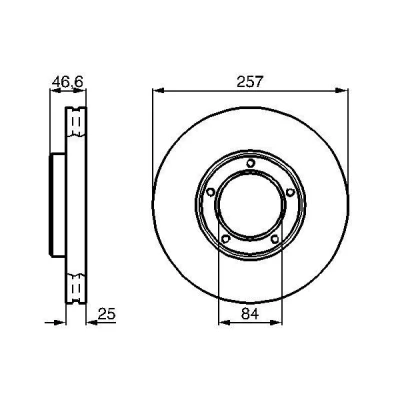Abbildung von BOSCH 0 986 478 397 Bremsscheibe 257 25 5 110 Belüftet geölt VOLKSWAGEN: Taro, TOYOTA: HILUX Pick up, 6 up