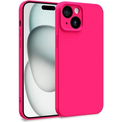 Abbildung von MyGadget Silikon Hülle kompatibel mit Apple iPhone 15 Zweilagige Handyhülle Kameraschutz Cover Innenfutter &amp; außen Pink