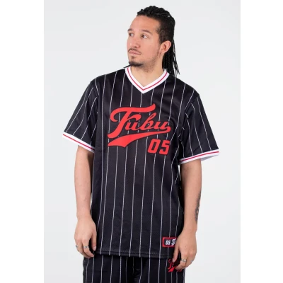 Abbildung von FUBU Varsity Pinstriped Tshirt print, Herren, Größe: Medium, Black/red/white