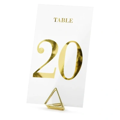 Abbildung von partydeco Papierdekoration, Tischnummern 1 20 Hochzeit 7x12cm transparent gold 20er Set