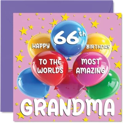 Abbildung von Stuff4 Geburtstagskarte zum 66. Geburtstag für Oma von Enkelin, 145 x mm, Alter 66, sechzig Grußkarten
