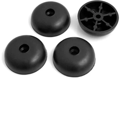 Abbildung von Design61 4er Set Kunststoff Möbelgleiter Möbeluntersetzer Sofa Sessel zum Anschrauben Ø 45 x H 16 mm schwarz