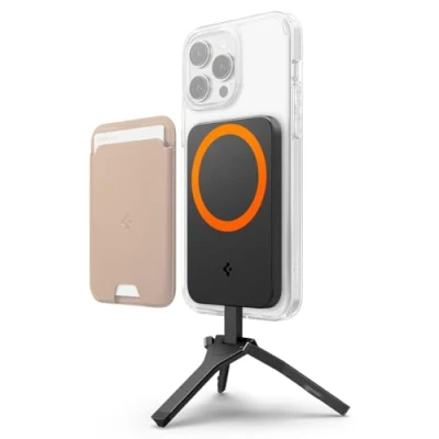 Abbildung von Spigen OneTap MagFit+ Stativ Ständer für Magsafe, Kompatibel mit iPhone 16 Pro Max, Pro, Plus, 16, 15, 14, 13, 12 Modellen Schwarz