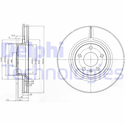 Abbildung von DELPHI BG3939 Bremsscheibe 321 30 5 Belüftet geölt unbehandelt ohne Radlager, ABS Sensorring AUDI: A6 C6 Avant, Limousine, A8 D3