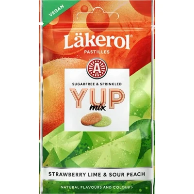 Abbildung von Cloetta Lakerol YUP Mix Strawberry Lime &amp; Sour Peach Pastillen 3 Pack of 30g