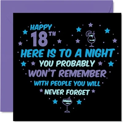 Abbildung von Lustige Geburtstagskarte zum 18. Geburtstag für Männer und Frauen &quot;Won&#039;t Rememember Happy Birthday&quot; Karten 18 Jahre alten Sohn Tochter Bruder Schwester 145 mm Grußkarten Geschenk