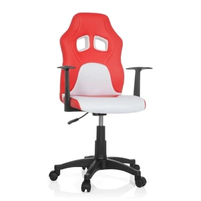 Abbildung von hjh OFFICE 670760 Kinder und Jugenddrehstuhl Teen Game AL Kunstleder Rot/Weiß Kinderstuhl Drehstuhl mit Armlehne, mitwachsend