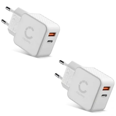 Abbildung von CELLONIC® 2 Fach USB Ladegerät für mit PD Power Delivery 20W 3.1A Schnellladegerät Mehrfachstecker Netzteil Ladeadapter Steckdose Netzstecker Charger Ladestecker