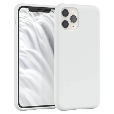 Abbildung von EAZY CASE Premium Silikon Handyhülle kompatibel mit iPhone 11 Pro, Slimcover Kameraschutz und Innenfutter, Silikonhülle, Schutzhülle, Bumper, Handy Case, Hülle, Softcase, Weiß