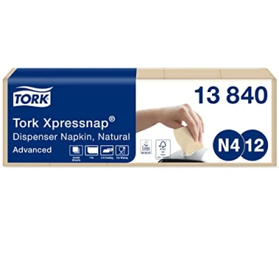 Abbildung von Tork 13840 Xpressnap Spenderserviette N4 aus 100% recyclten Fasern / Natur Papierserviette mit Umweltsymbol 8x1125 Stück