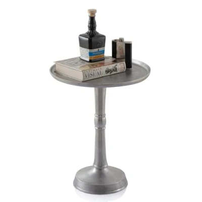 Abbildung von Amago home Beistelltisch Metall rund ø 44x53 cm Dekotisch Adlon mit Design Mittelfuß Aluminium Farbe Silber