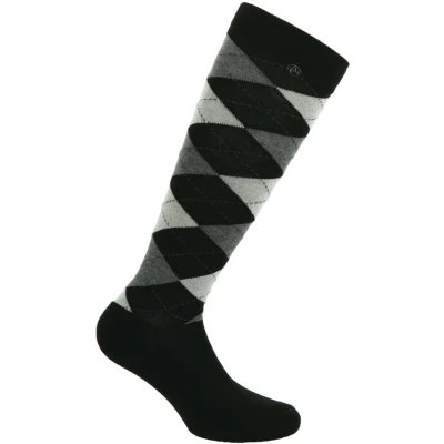 Abbildung von EQUITHÈME Reitsocken Argyle Schwarz Ecru 35 38