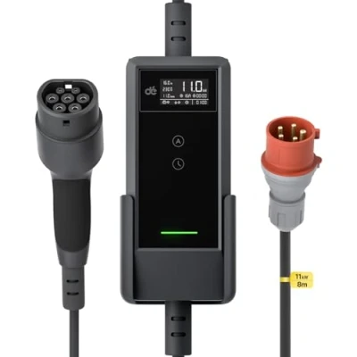 Abbildung von dé Mobile Wallbox/Ladestation 11kW [6m3 phasig6 16A] mit Traveller Adapter Set, Ladekabel CEE 16A auf Typ 2 und EV Ladegerät für Model Y/3, ID.3/4/5, MG4, EX30, e up, tron, Zoe BEV/PHEV
