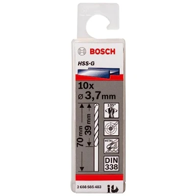 Abbildung von Bosch 10x PRO Metal HSS G Spiralbohrer Standardlänge (für Nichteisenmetalle, Stahl, Ø 3,70 mm, Professional Zubehör Bohrmaschine/Schrauber)