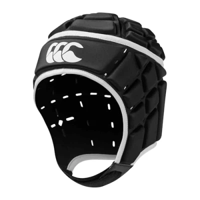 Abbildung von Canterbury Rugby Core Headguard 360 Coverage Soft edged Chin Strap Designed Holes Aid Ventilation Foam Padding Kopfschutz, Schwarz, XL