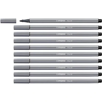 Abbildung von Premium Filzstift STABILO Pen 68 10er Pack dunkelgrau