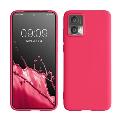 Abbildung von kwmobile Hülle kompatibel mit Motorola Edge 30 Neo weiches TPU Silikon Case Cover geeignet für kabelloses Laden Neon Pink