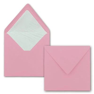 Abbildung von 75x Briefumschläge Quadratisch 16 x cm Rosa Umschläge mit weißem Seidenfutter Kuverts ohne Fenster &amp; Nassklebung Für Einladungskarten zu Hochzeit und Geburtstag