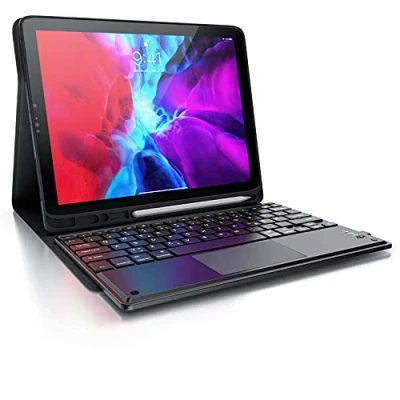 Abbildung von CSL Bluetooth Tastatur inkl. Schutzcase mit Notebook ähnlicher Tastatur, Stifthalterung, Deutsches QWERTZ Layout, Kompatibel iPad Pro 12,9&quot; Gen. 3+4