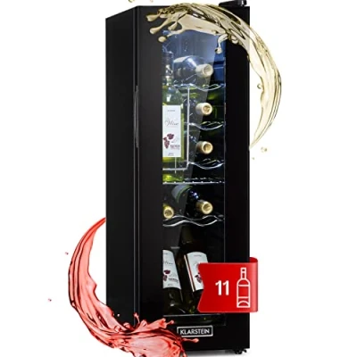 Abbildung von Klarstein Weinkühlschrank Shiraz 12 Slim Uno, für Standardflaschen á 0,75l,Wein Flaschenkühlschrank Weintemperierschrank Weinschrank Kühlschrank