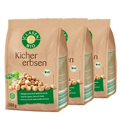 Abbildung von 3x CLASEN BIO Kichererbsen, getrocknet vegan und glutenfrei 500 g