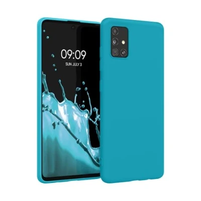 Abbildung von kwmobile Hülle kompatibel mit Samsung Galaxy A51 weiches TPU Silikon Case Cover geeignet für kabelloses Laden Cool Glacier