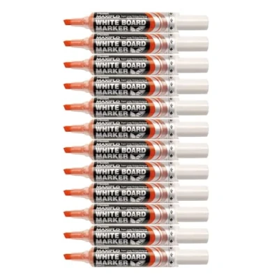 Abbildung von Pentel Maxiflo Marker, trocken abwischbar, mit Keilspitze, 12 Stück, rot