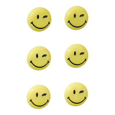 Abbildung von FRANKEN Happy Magnets, Magnete mit Smiley rund, 6 Stück, Hochwertige Haftmagnete für Büro und Haushalt, ideal Whiteboards, Kühlschrank, Plantafeln oder Schaukästen, 30 mm, Gelb, HM30S/6