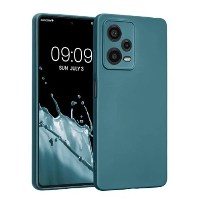Abbildung von kwmobile Handyhülle kompatibel mit Xiaomi Redmi Note 12 Pro 5G Hülle weiche Silikon Case metallisch schimmernd in Metallic Karibikblau