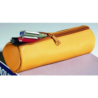 Abbildung von ALASSIO 43016 Schlamperrolle aus echtem Leder, Stiftetui natur, Schlamper ca. 21 x 6 cm, Schlampermäppchen rund, Etui für Schreibgeräte, Faulenzer mit Reißverschluss