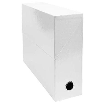 Abbildung von Exacompta 89931E Packung mit 5 Transferboxen Iderama aus laminiertem Karton, robust und strapazierfähig, 24 x 32 cm, Ideal für Ihre Dokumente in Format DIN A4, Rücken 90mm, Weiß, Stück
