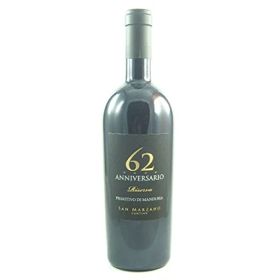 Abbildung von Primitivo di Manduria DOP Riserva 62 Anniversario 2018 Feudi San Marzano, trockener Spitzenrotwein aus Apulien