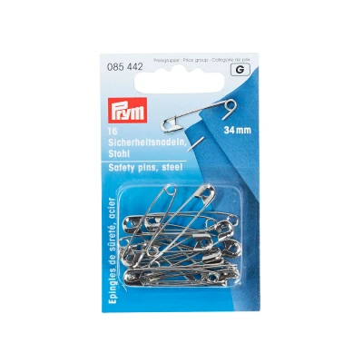 Abbildung von Prym Sicherheitsnadeln, 34mm, silberfarbig, 16 Stück, Stahl, 085442 1