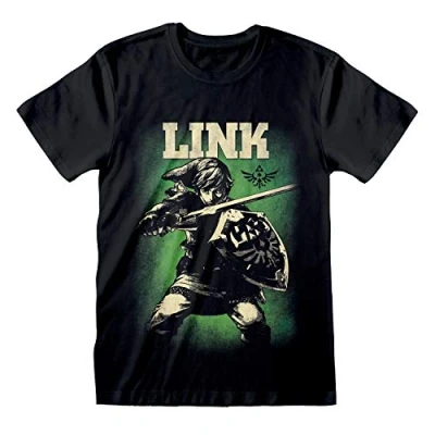 Abbildung von Henry Tiger Nintendo Legend OF Zelda HERO Hyrule Tshirt print, Herren, Größe: Medium, Black