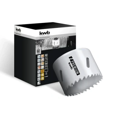 Abbildung von kwb HSS Bi Metall Lochsäge Ø 60 mm, 8% kobaltlegiert mit progressiver Vario Zahnung und hoher Präzision für den vielseitigen Einsatz