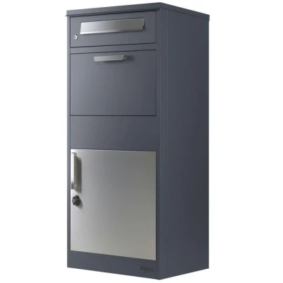 Abbildung von Zelsius Paketbriefkasten RAL7016 Anthrazit mit Edelstahl Elementen, Diebstahlsperre