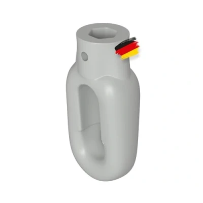 Abbildung von BAUHELD® Markisenöse Kunststoff [Made in Germany] Halterung für Markisen Kurbel mit Fleischer Haken [Oval] Öse Lichtgrau RAL7035 Bohrung 10mm Querbohrung 4mm Höhe 65mm