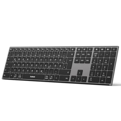 Abbildung von Inateck Kabellose Tastatur,KI Funktion Bluetooth Tastatur mit 3 Kanälen,Deutsches QWERTZ Layout,Leise Tasten, Kompatibel iPadOS Android, Windows,KB06007