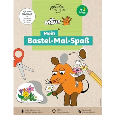 Abbildung von Die Maus: Mein Bastel Mal Spaß. Bastelbuch Für Kinder ab 3 Jahren: Nachhaltiges Malbuch mit 45 Bastelmotiven auf Recyclingpapier. Fans der Sendung Maus (pen2nature Maus)